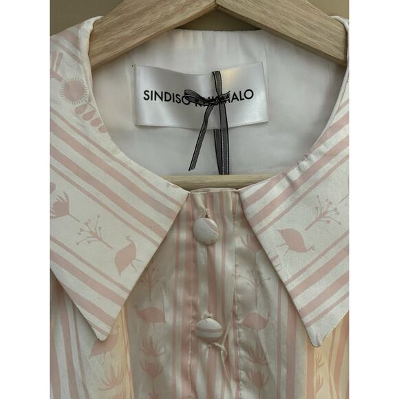 Sindiso Khumalo Raw Silk Designer Pink White Mini Dress Size Small New MSRP$1620 - Picture 5 of 14